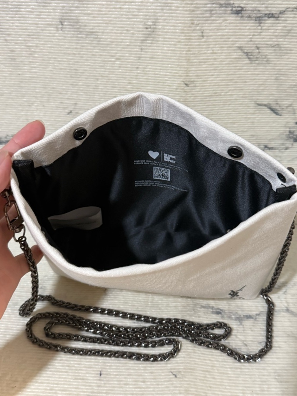 Yves Saint Laurent Beauty Canvas Bag with Chain Crossbody Strap - Picture 7 of 17